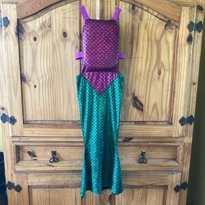 Girls purple green mermaid swim suit dress costume size M/L